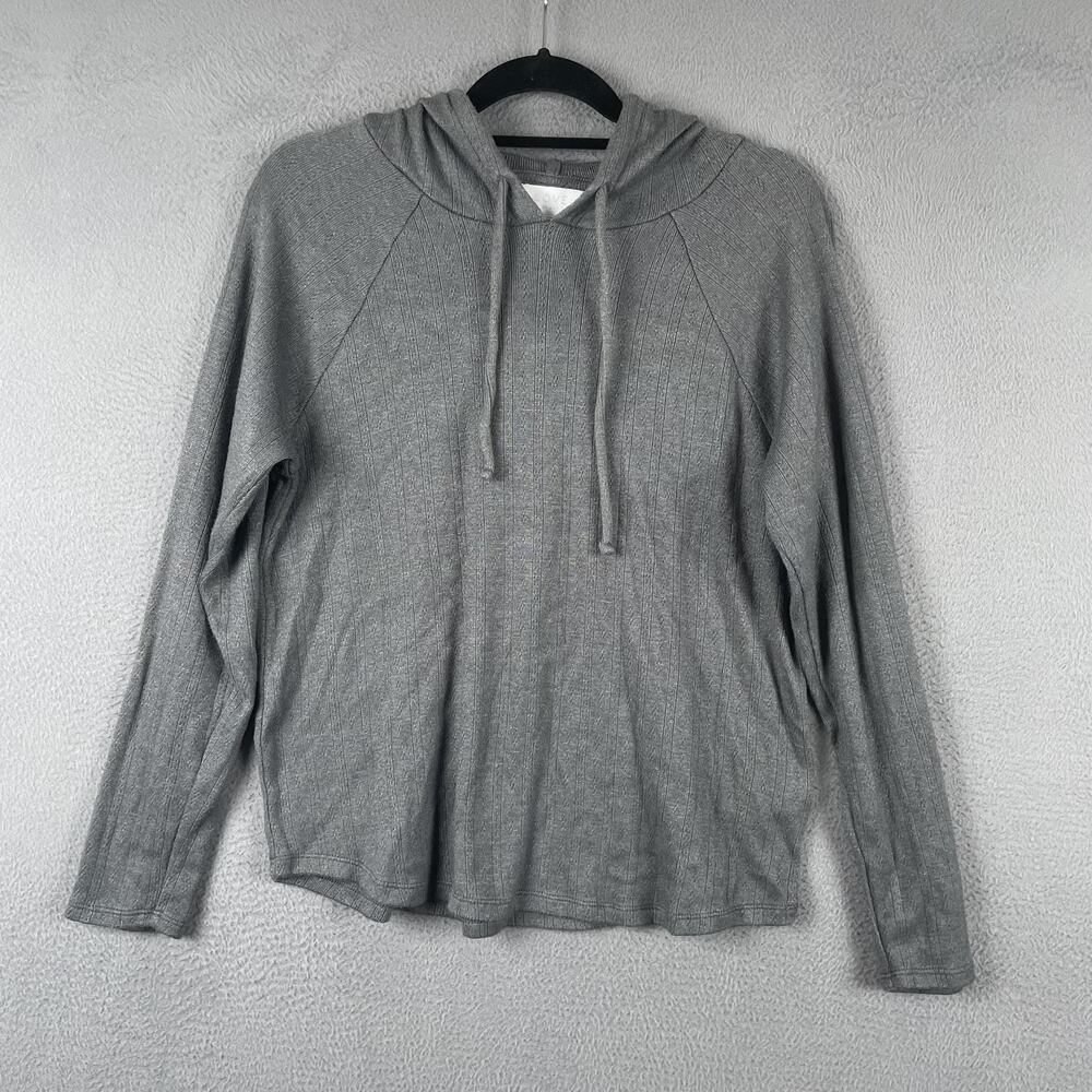 LOVE By GAP Hoodie Womens M Gray Cashlike Hooded Lightweight Stretch Knit